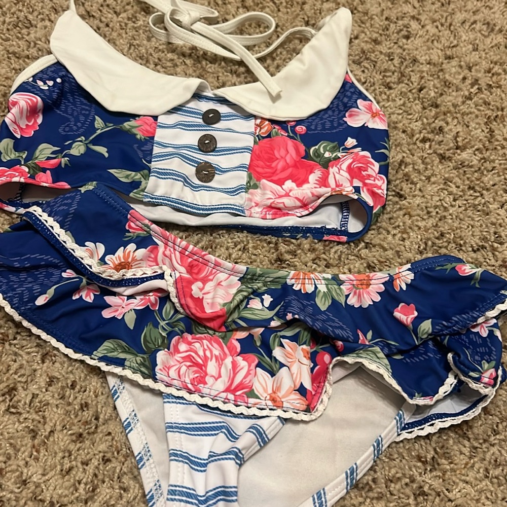 Boutique Blueberry Bay swimsuit two piece bikini size 8 preppy cute girls